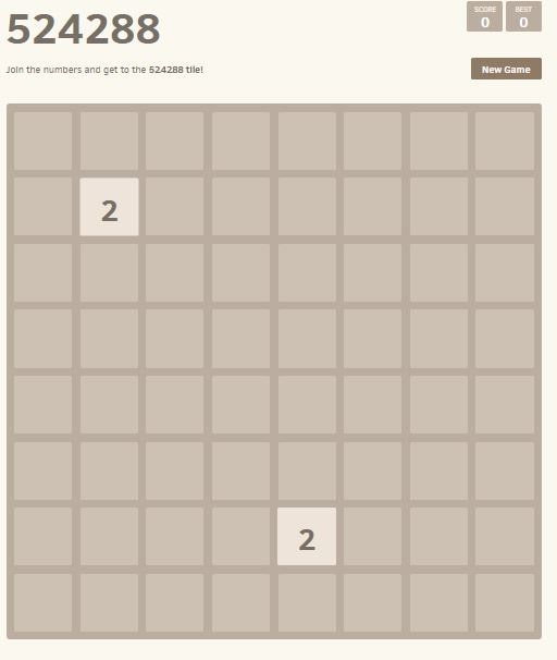 8x8 2048 board game online for free without ads